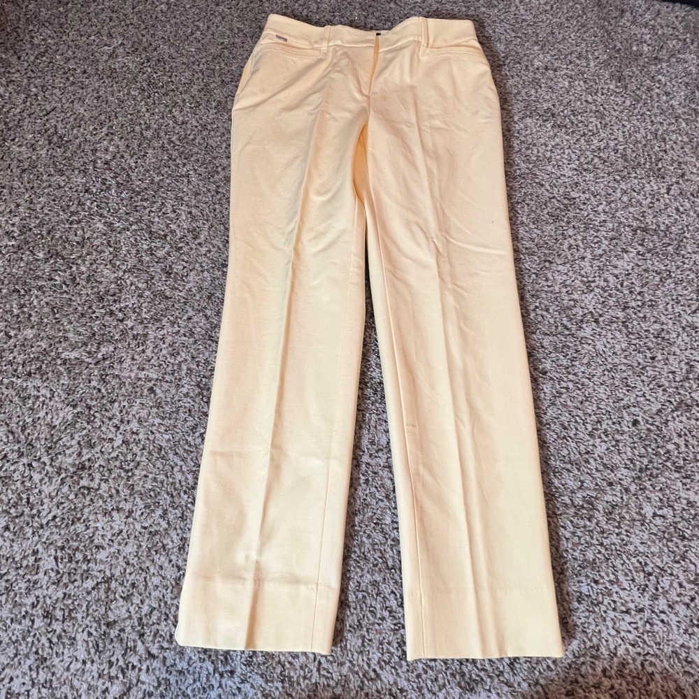 White House Black Market‎ The Slim Ankle Curvy Pants Yellow Size 0 Cotton Blend